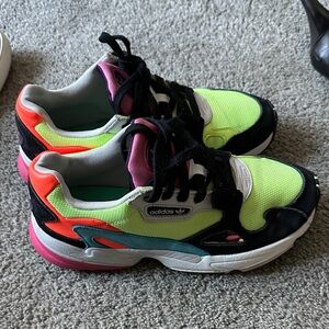 Adidas Women's Neon Green and Black Sneakers